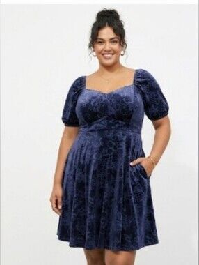 Spring Wedding Guest 4X Dress Babydoll Cottage Purple Velvet  Whimsical Coquette